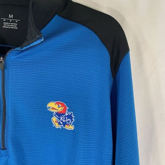Kansas Jayhawks Sweater Mens Medium Blue 1/2 Zip Long Sleeve Pullover Turtleneck - Picture 2 of 7